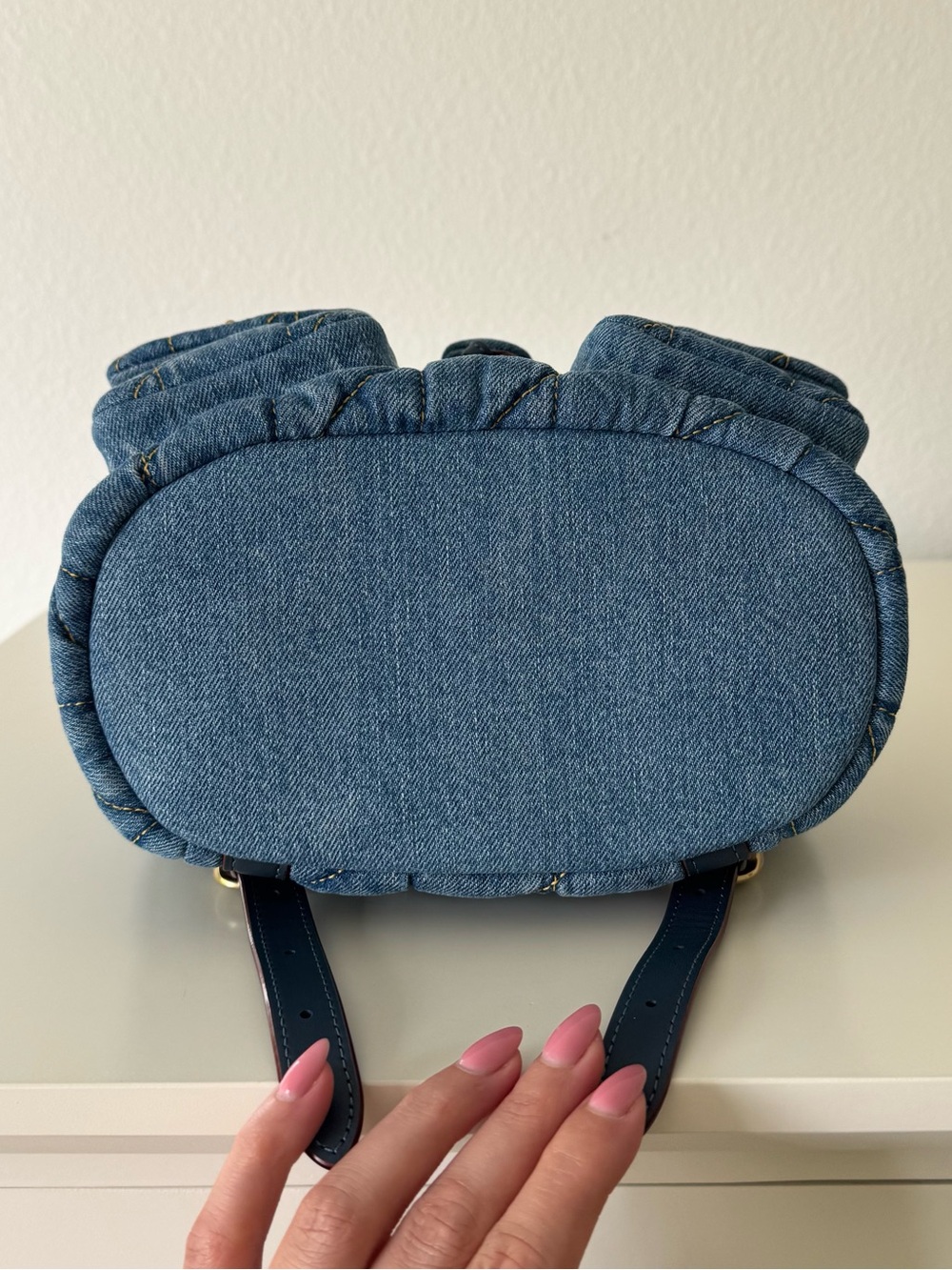 Coach Quilted Tabby Denim Indigo Backpack Shoulder Bag - Picture 10 of 15